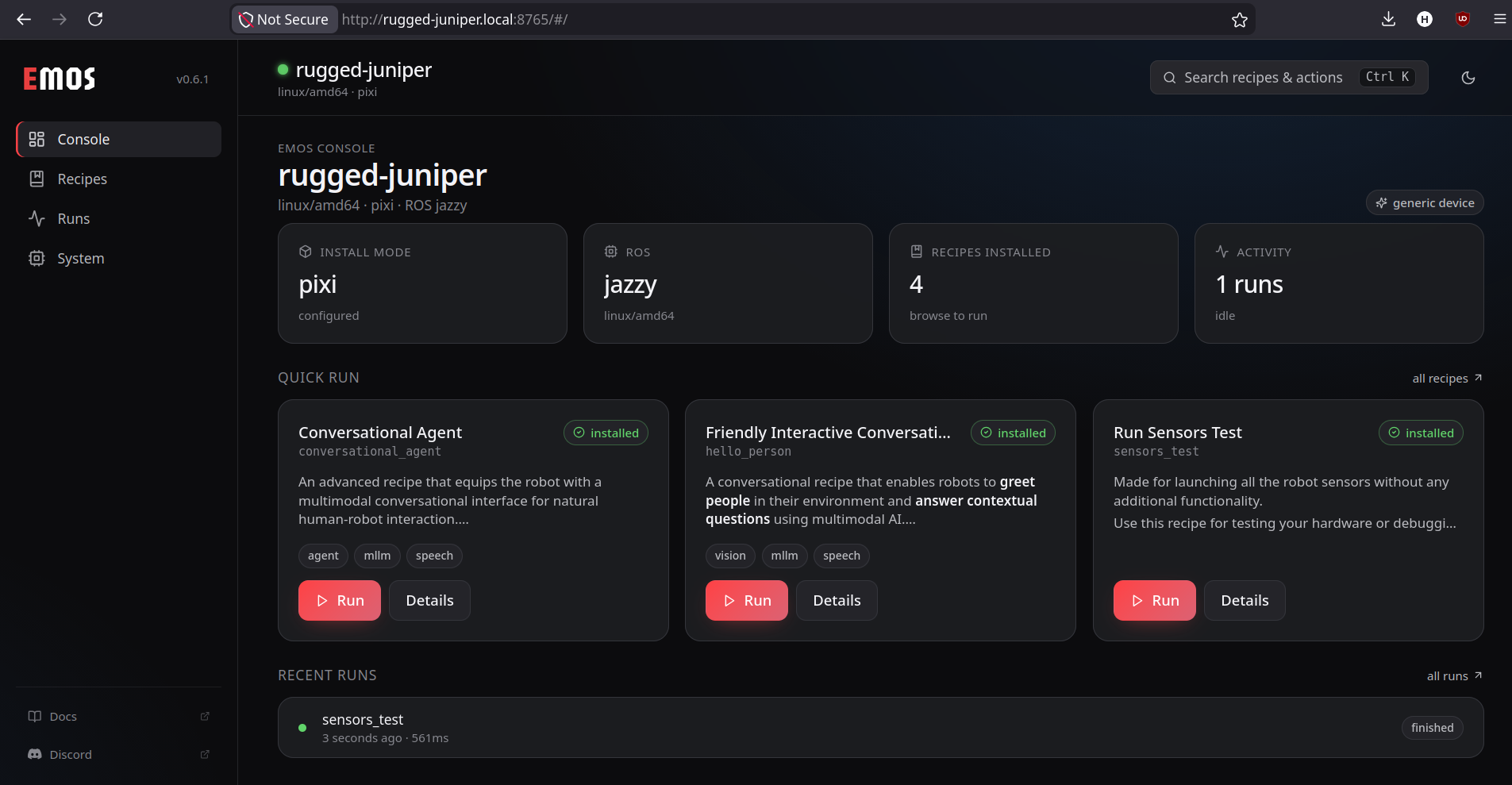 EMOS Dashboard overview