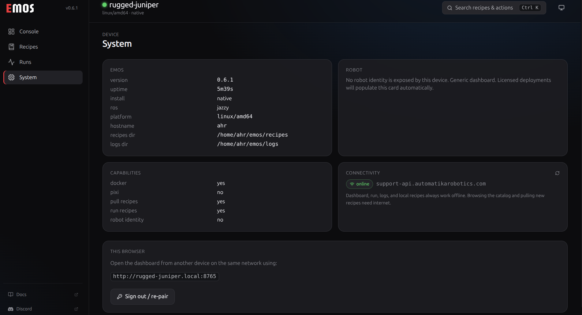 EMOS System View