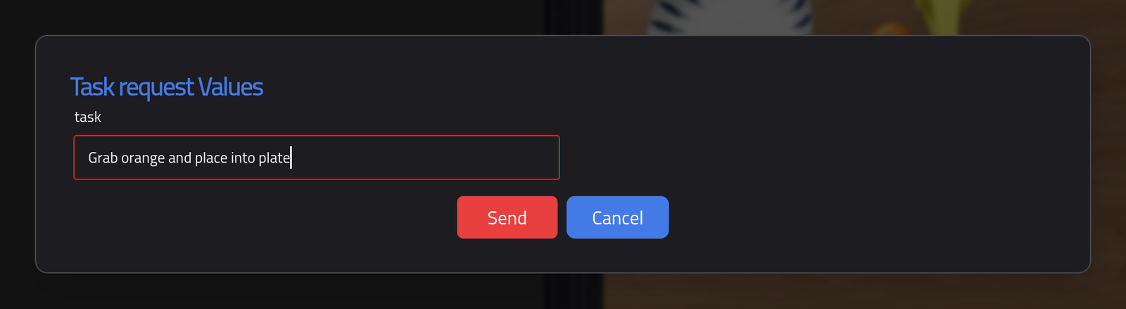 The task form of the recipe's web interface with the task string entered